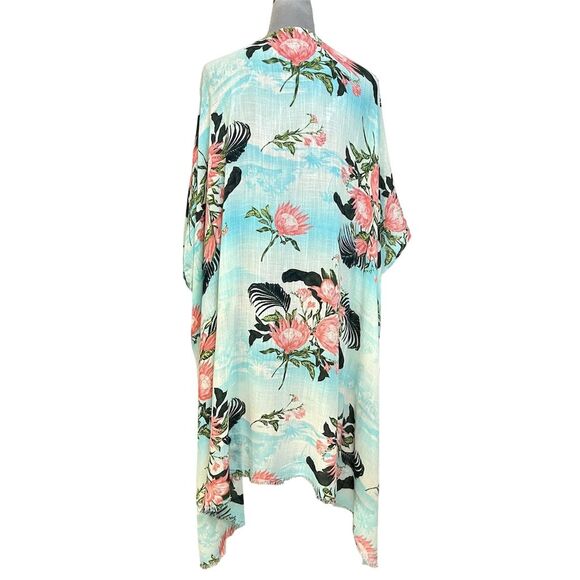 American Eagle Women's Floral Kimono Beach Cover-Up OS Vacation Summer Coastal - Picture 6 of 10